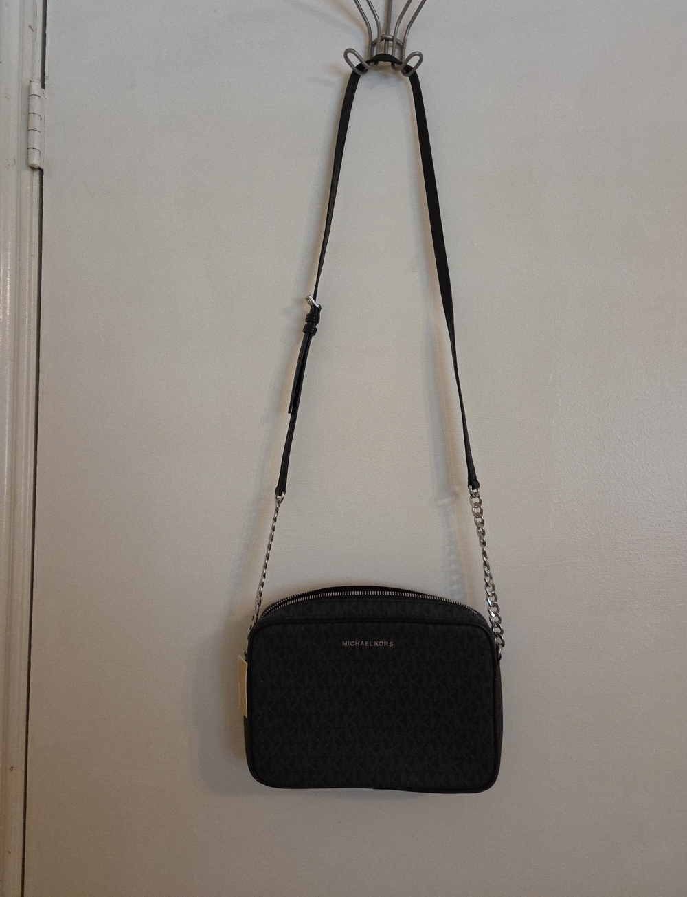 Michael Kors Black Logo MK Signature Crossbody